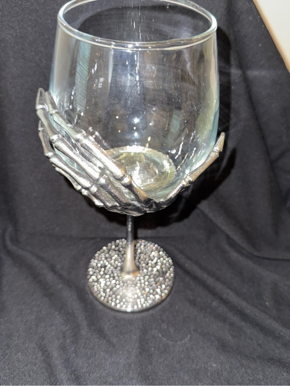 Decorative Skeleton Hand Wine Glass - Silver